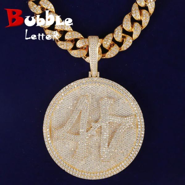 Colliers Bulle Lettre Nom Personnalisé Grand Cercle Pendentif pour Hommes Couleur Or Plaqué Hip Hop Rock Bijoux Collier