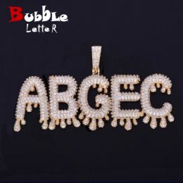 Colliers Bubble Letter Collier Nom Collier pour hommes Pendant Pendant Small Drippy Iced Out Charms Zircon Hip Hop Fashion Bijoux