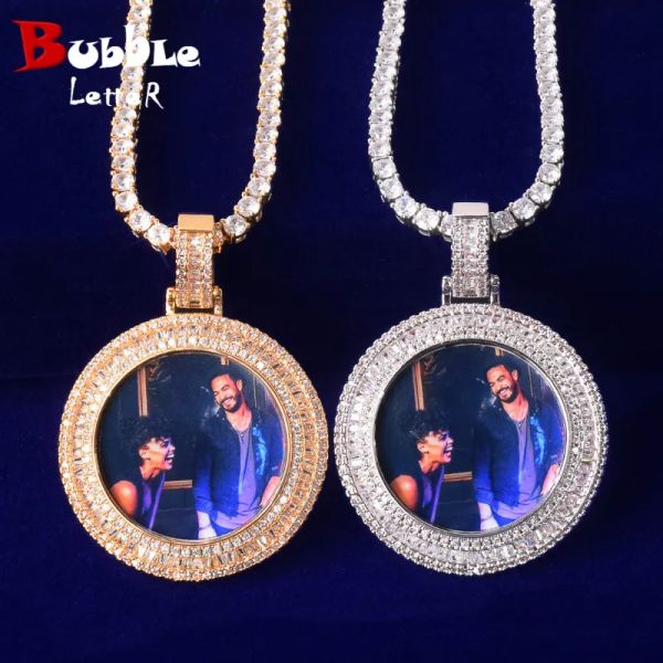 Collares con letras de burbujas, collar con foto personalizada, colgante con imagen, dijes de Baguette, joyería de Hip Hop para hombres, artículos de envío gratis