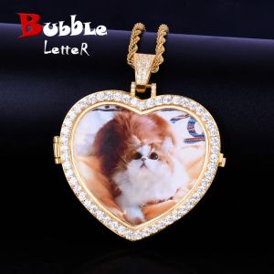 Colliers Bubble Letter Projection Prodite Collier Collier Picture personnalisée Picture Picture Médaillon Cubic Zircon Hip Hop Bijoux