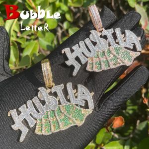 Kettingen Bubble Letter Iced Out Ketting voor Mannen Hustle US Dollar Hanger Prong Setting Real Vergulde Hip Hop Sieraden