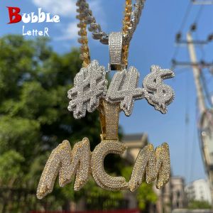 Kettingen Bubble Letter Gepersonaliseerde ketting Mannen Aangepaste naam Hanger Iced Out Charms Hip Hop Jewelry 2022 Trend Luxe ontwerper