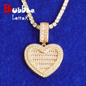 Collares Burbuja Colgante Carta Personalizada Po Colgante Bagel Corazón en forma de collar de los hombres Hip Hop Joyería Sublimación Artículo en blanco 230704