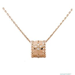 Kettingen Bulgaris Designer Luxe Mode Dames Gras Caleidoscoop Tailleketting met diamanten kraalrand Sleutelbeenketting Verguld 18k Rose Goud Mesh Rode Hanger