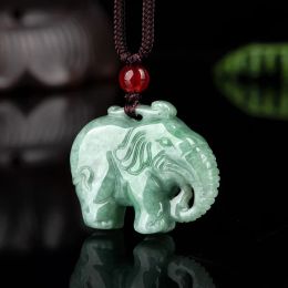 Colliers Birmane Jade Elephant Pendant Emerald Stone Collier Jodite Natural Jadéite Gemone Gemme Men Hommes Amulet Gemystones Green