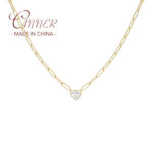 Colliers CANNER 925 en argent Sterling trombone chaîne colliers de luxe coloré Zircon coeur forme pendentif collier pour les femmes bijoux fins