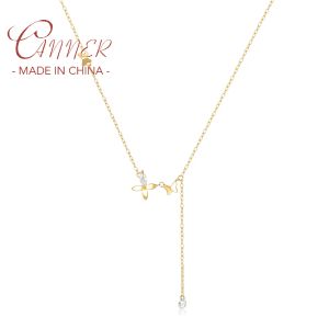 Colliers CANNER nouvelle mode S925 en argent Sterling papillon Zircon perle pendentif clavicule chaîne collier pour femmes bijoux de mariage cadeaux