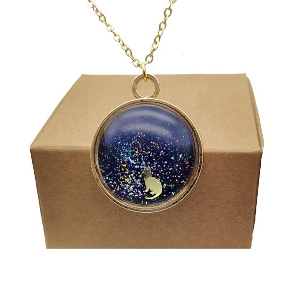 Colliers chat sous les étoiles étoiles ciel chatte or gol couleur pendentif chaîne collier long collier boho bijoux bijoux bohème vintage fait à la main