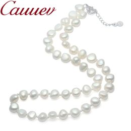 Collares Cauuev real Natural de agua dulce Collar de perlas para mujeres Joyas de perlas de 910 mm con 925 Joyería de plata esterlina