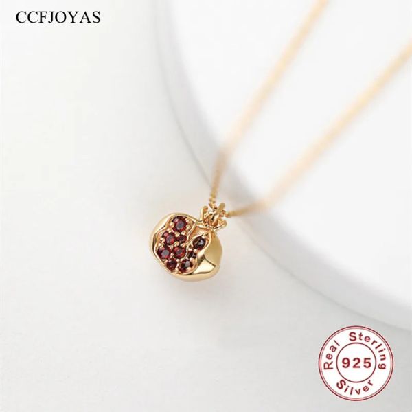 Colliers CCFJOYAS S925 SERRING Silver vintage Red Pomegranate Pendant Collier pour femmes Léchange Luxury Party Bijoux Accessoires