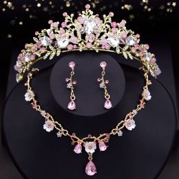 Colliers Cenmon Bijoux Bijoux pour femmes Tiaras Tiaras Crown and Flower Choker Collier Boucles d'oreilles Accessoires