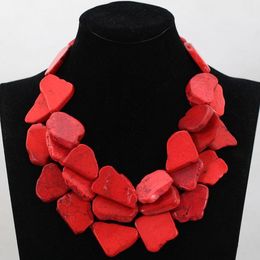 Colliers Charmant collier épais en pierre rouge, feuilles naturelles, collier de mode africaine perlée pour mariage, livraison gratuite TN144