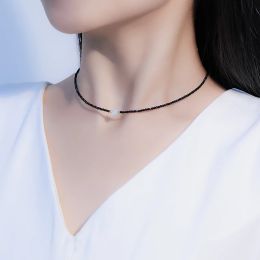 Colliers Choker petit collier de perle noire pour femmes pendentif en coquille de mer sur la chaîne de cou bijoux ajusté