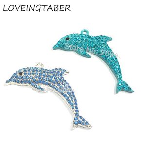Collares (elige el color primero) Nuevo Dolphin azul de 45 mm/lote azul con colgantes de diamantes de imitación para joyas de verano de moda