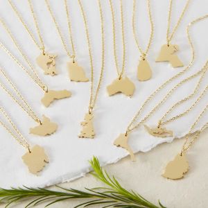 Kettingen Kies uw geboortestad Kaart ketting voor vrouwen op maat Goud roestvrijstalen hanger kettingen charm sieraden patriottische beste cadeaus