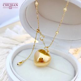 Colliers Chuhan véritable or massif brillant surdimensionné pendentif pêche rond et mignon mode style romantique Au750 bijoux fins cadeau pour femmes