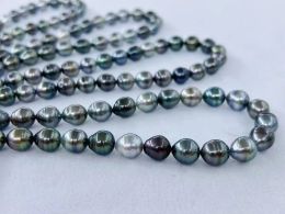 Collares clásico de 910 mm de perlas negra larga para mujeres arroz redondo perlas tahitianas finas sier sier joyería regalos