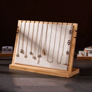 Kettingen klassieke grote capaciteit sieraden display rack meerdere ketting displaystandaard afneembaar suede houten display rek