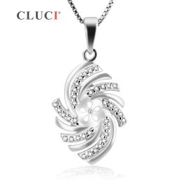 Collares Colgante brillante de diamantes de imitación CLUCI, colgante de cristal de Plata de Ley 925 para mujer, joyería DIY sin cadena SP211SB