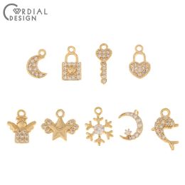 Colliers Cordial Design 50pcs bricolage pendentif/boucles d'oreilles accessoires/plaqué or véritable/breloques cz/fait à la main/composants de bijoux