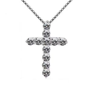 Kettingen Cross Pendant Hip Hop Necklace 4mm 5mm VVS Moissanite Diamond Tennis -keten Sier voor vrouwelijke mannen sieraden