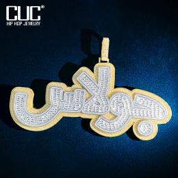 Colliers CUC personnalisé arabe lettre pendentif glacé Zircon personnalisé grand nom collier chaîne hommes HipHop bijoux cadeau personnalisé