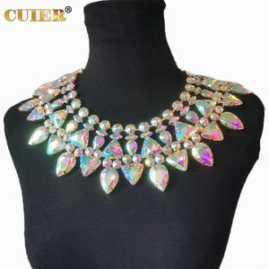 Kettingen CuiEr Sparkly Glass Gem Crystal AB Enorme ketting voor vrouwen Choker Drag Queen Sieraden Prestaties van schoonheidswedstrijd