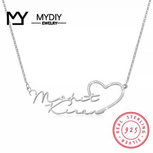 Colliers Personnalisé 925 argent nom collier Double couches nom Zircon coeur personnalisé pour les femmes pendentif fête des mères cadeau bijoux personnalisés