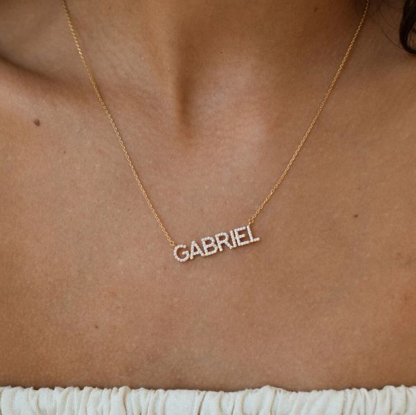 Colliers Collier de nom de nom de diamant personnalisé Pendentif lettre avec cadeau d'anniversaire de la mode en cristal pour son collier de bijoux pour femmes