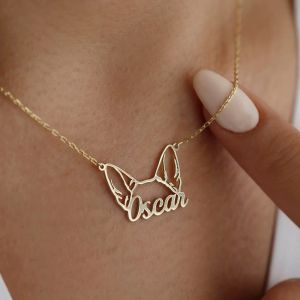 Collares Collar personalizado con nombre de orejas de perro, collar personalizado con nombre de mascota, collar conmemorativo de animales, regalo de cumpleaños para ella