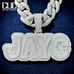 Collares Colgante para hombre personalizado Icy Zircon Letra Nombre Colgante Encanto de cobre Hacer Número Símbolo Hip Hop Collar Cadena Moda Joyería de roca