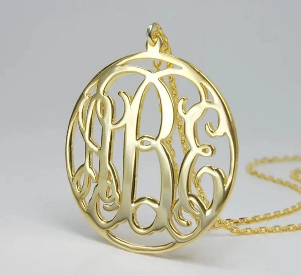 Colliers Collier monogramme personnalisé, collier pendentif cercle d'or, collier monogramme personnalisé Unique avec nom Initial