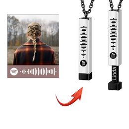 Colliers Musique personnalisée Spotify Code colliers pour femmes hommes personnalisé chanson préférée Double corde rétractable tour de cou cadeau de saint valentin