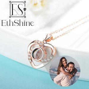 Kettingen Aangepaste projectieketting Gepersonaliseerde afbeelding Harthanger Gedenkfoto Bruidsmeisje Sieraden Trendy Beste Valentijnsdagcadeau