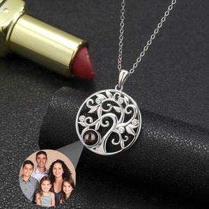 Kettingen Dascusto Nieuwe Levensboom Foto Projectie Ketting Voor Vrouwen Aangepaste Foto Ketting Sieraden Memorial Gift Kerstcadeau voor haar