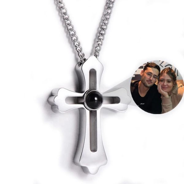 Collares Dascusto Personalidad Foto de color cruzado Mens Regalos conmemorativos para papá Novio aniversario de cumpleaños personalizado Regalos para hombres