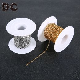 Kettingen DC 10Code/Roll roestvrijstalen goud/staal 2x4 mm platte ovale bulklipshape -ketting voor sieraden maken hanger kettingaccessoires