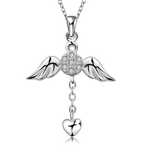 Kettingen Ontwerper cz Diamant Groothandel Mode-sieraden 925 sterling zilveren ketting Kerstcadeau Meisje Engelenvleugels Hart Liefde Hangers Kettingen