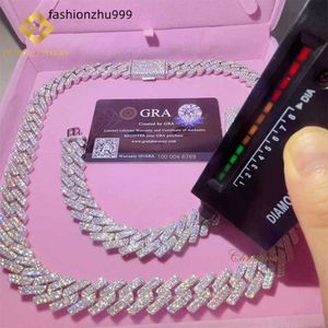 Colliers des créateurs de bijoux chaînes de collier pour hommes chaîne 15 mm Bracelet Moisanite Sier Cuban Link Pass Diamond Tester Gra VVS