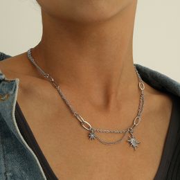 Colliers Collier de créateur pour sa chaîne femme à la mode multicouche diamant étoile Pendant Hip-hop Cool Talent Alloy