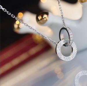 Ketters Designer ketting met kettingen Diamanten en één zijde zonder diamanten voortreffelijk ontwerp Big merk 925 Sterling zilvergoud maat 38-43 cm vrouwelijke kettingen