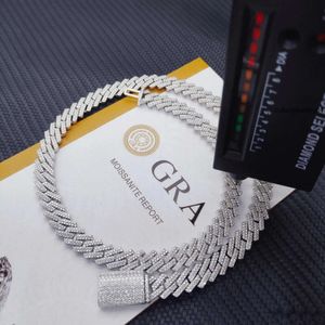 Ketters Designer Pass Test 814 mm brede GRA Moissanite Diamond Gold Sterling Sier Cubaanse linkketen voor heren Hip Hop ketting