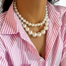 Colliers diezi exagéré Elegant Big Beads Perles Collier de tour pour femmes New Luxury Bride Clavicule Chain Collier Bijoux