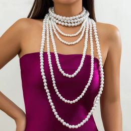 Colliers DIEZI multicouche perle collier ras du cou pour les femmes fête de mariage coréen élégant luxe mariée collier déclaration collier bijoux