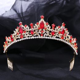 Kettingen Diverse kleuren Kristallen kronen Bruid Tiara Mode Koningin Haarsieraden voor bruiloft Kroon Hoofddeksel Bruiloft Accessoires Haarkleding