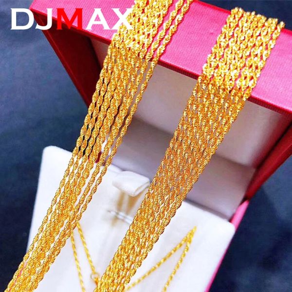 Colliers DJMax Original S925 STERLING Silver AU750 Collier Single 18K Gold Lady Clicule Chaîne d'extension Fine Bijoux Nouveau 2023