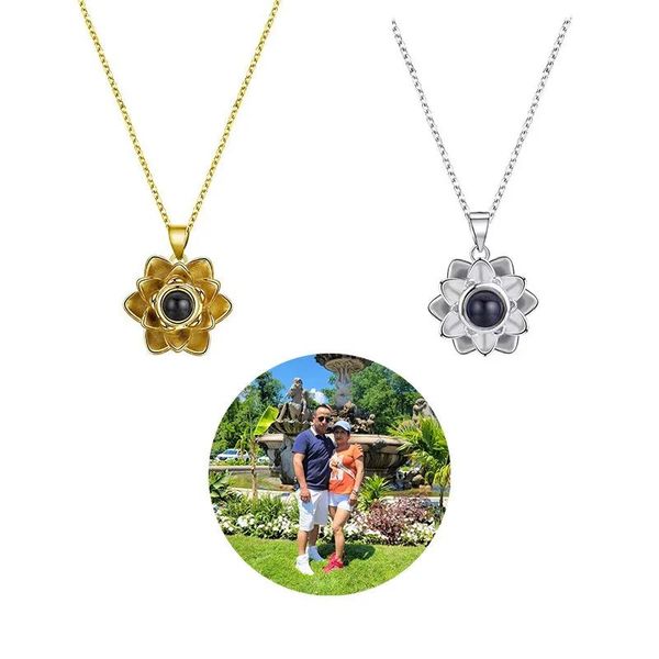 Colliers DOREMI personnalisé Projection image collier coloré conception fleur collier en laiton or coeur flocon de neige saint valentin cadeau bijoux