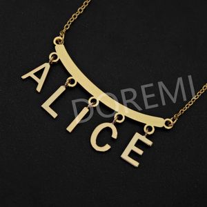 Collares DOREMI cara feliz nombre personalizado letras collar circón nombre encantos letra inicial mujeres Ins joyería collar