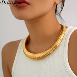 Colliers Draweye Colllares Para Mujer Chaînes de serpents Métal Hiphop Punk Style Vintage Collier pour femmes Bijoux de couleur or géométrique