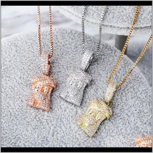 Colliers Drop Livraison 2021 Collier de créateur de luxe Femmes Bijoux Hip Hop Jésus Pièce Pendentif Bling Diamant Glacé Pendentifs Déclaration C